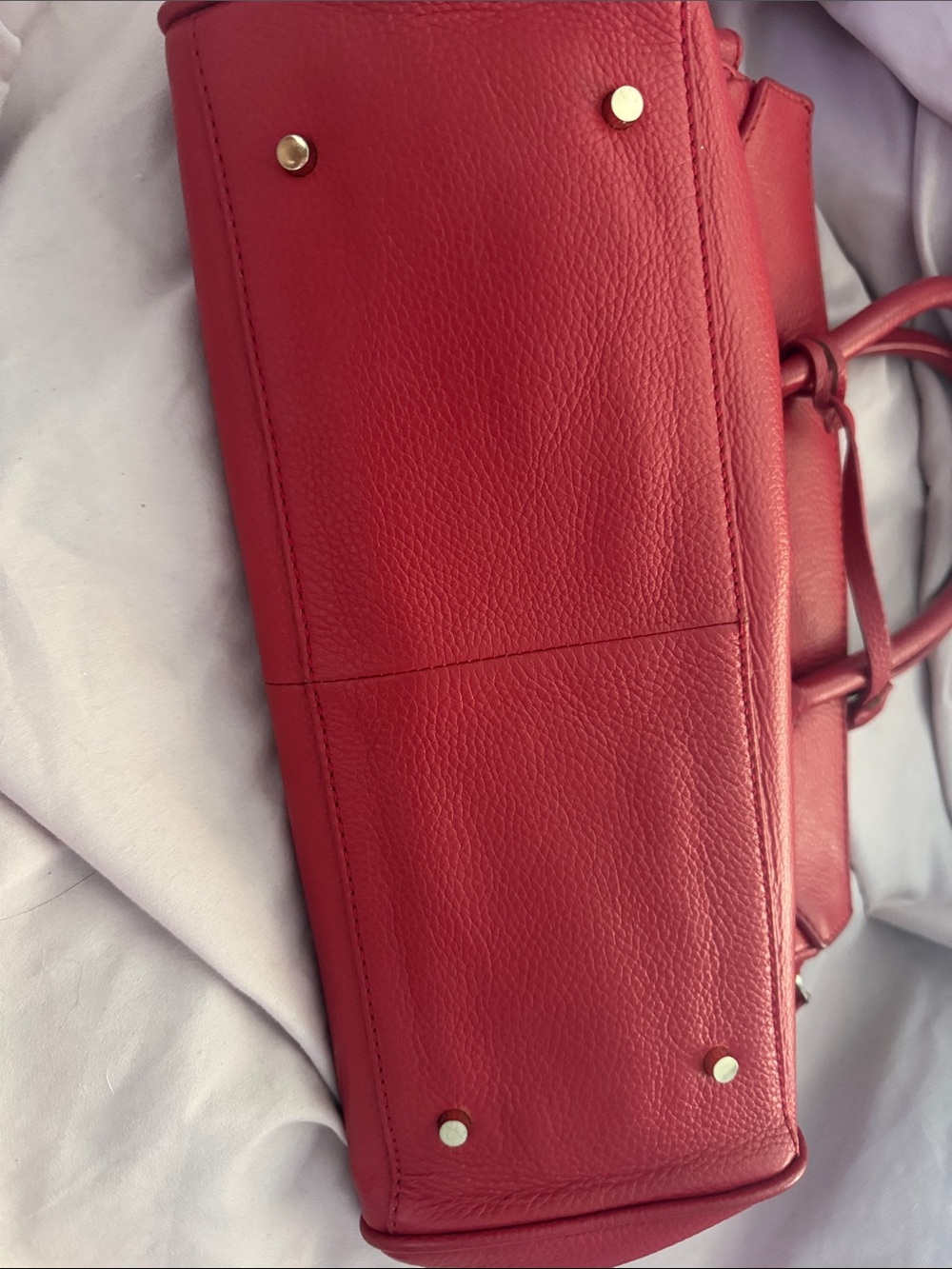 Zenith Red Pebbled Leather Satchel with Gold Hardware - Picture 5 of 5